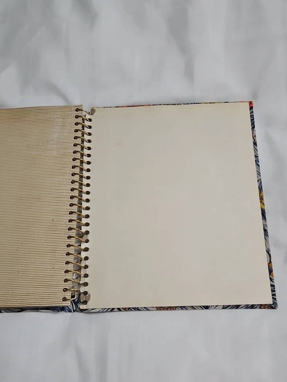 Vintage Multi-color Floral Fabric Photo Album Scrap Book Spiral Bound Groovy